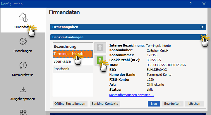 Bankkonto verwalten