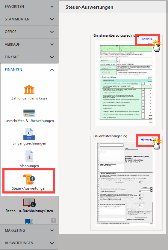 Steuer-Auswertungen