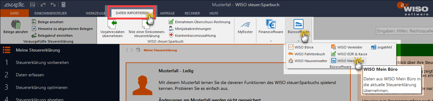 Steuerdaten importieren