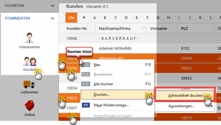 Adressetiketten-Druck