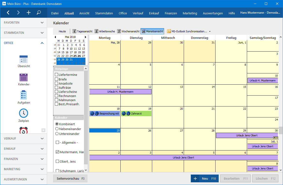 MeinBüro Termin Kalender