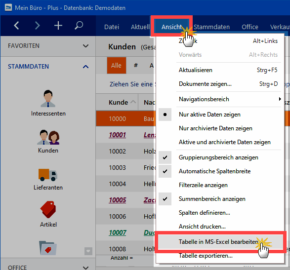 Tabelle in MS-Excel bearbeiten