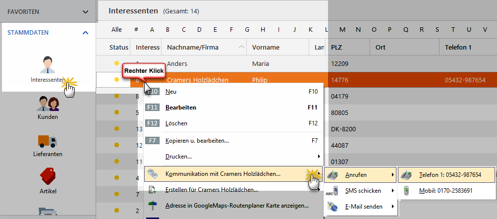 Interessenten kontaktieren