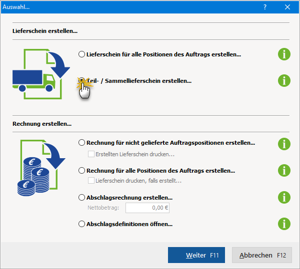 Sammellieferscheinerstellung