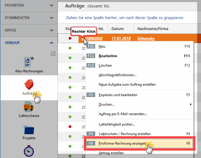 Proforma-Rechnungen erstellen
