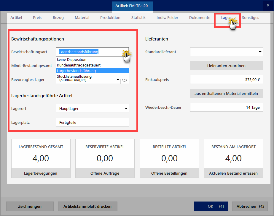 Bewirtschaftungsoptionen