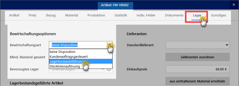 Lager: Bewirtschaftungsart