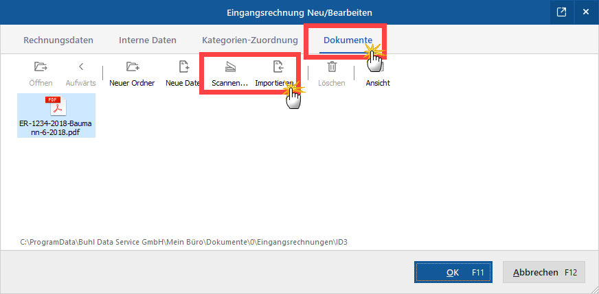Eingangsrechnung: Dokumente