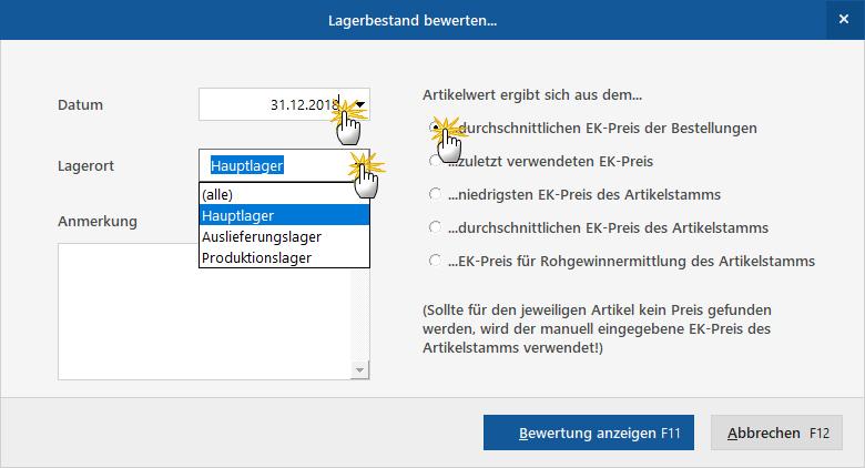 Lagerbestand bewerten
