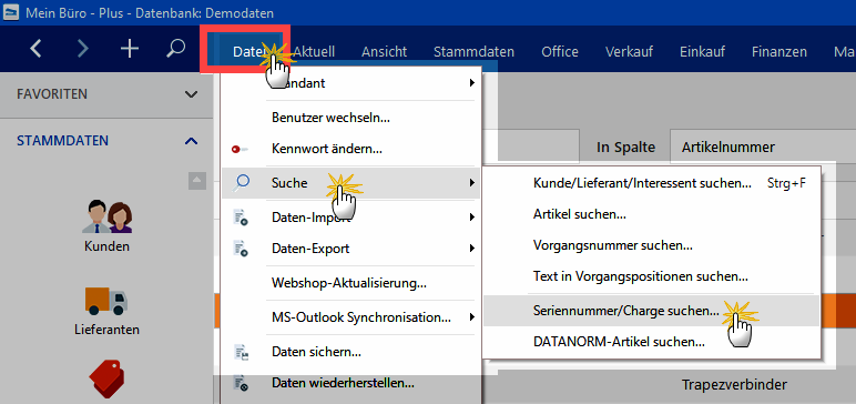 Chargennummern suchen