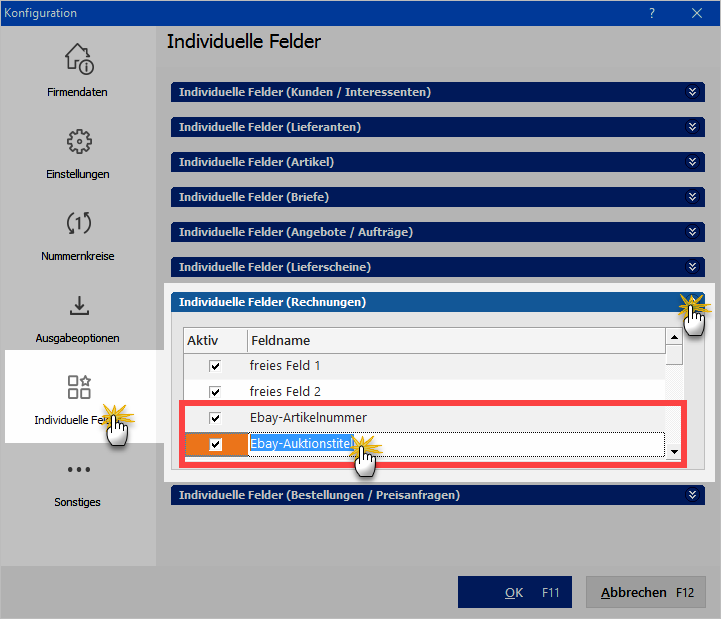 Individuelle Felder