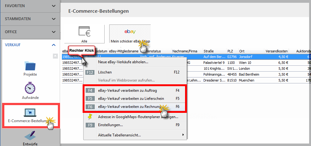 Ebay Verkauf zu Rechnung