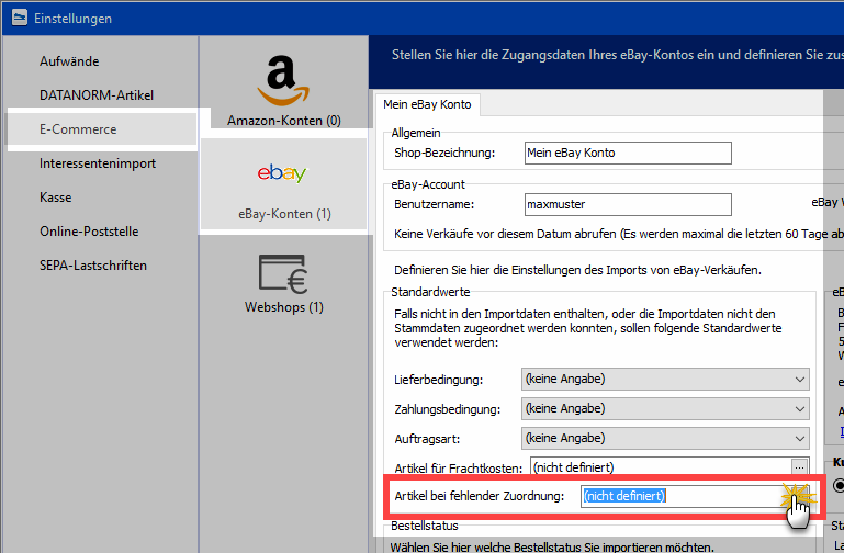 Artikel bei fehlender Zuordnung
