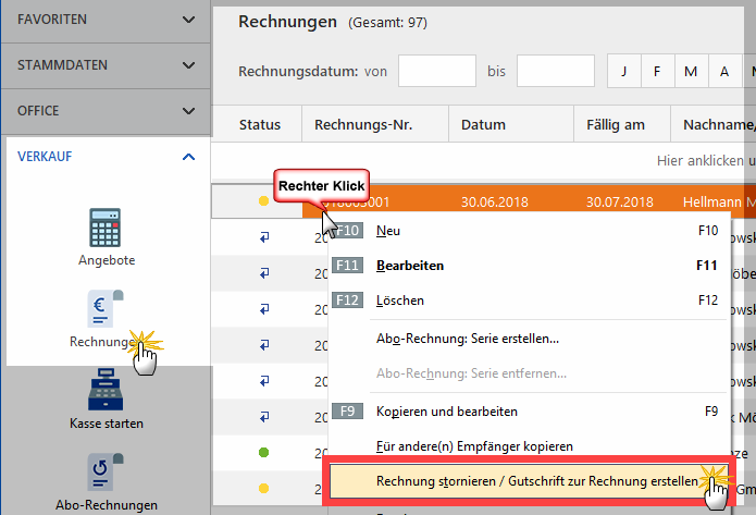 Gutschrift erstellen