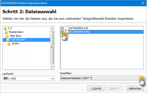 Datanorm Dateiauswahl