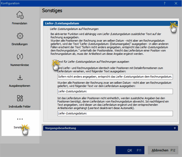 Liefer und Leistungsdatum sonstiges