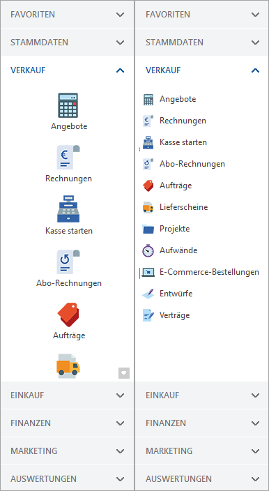 Navigationsleiste Symbolgröße