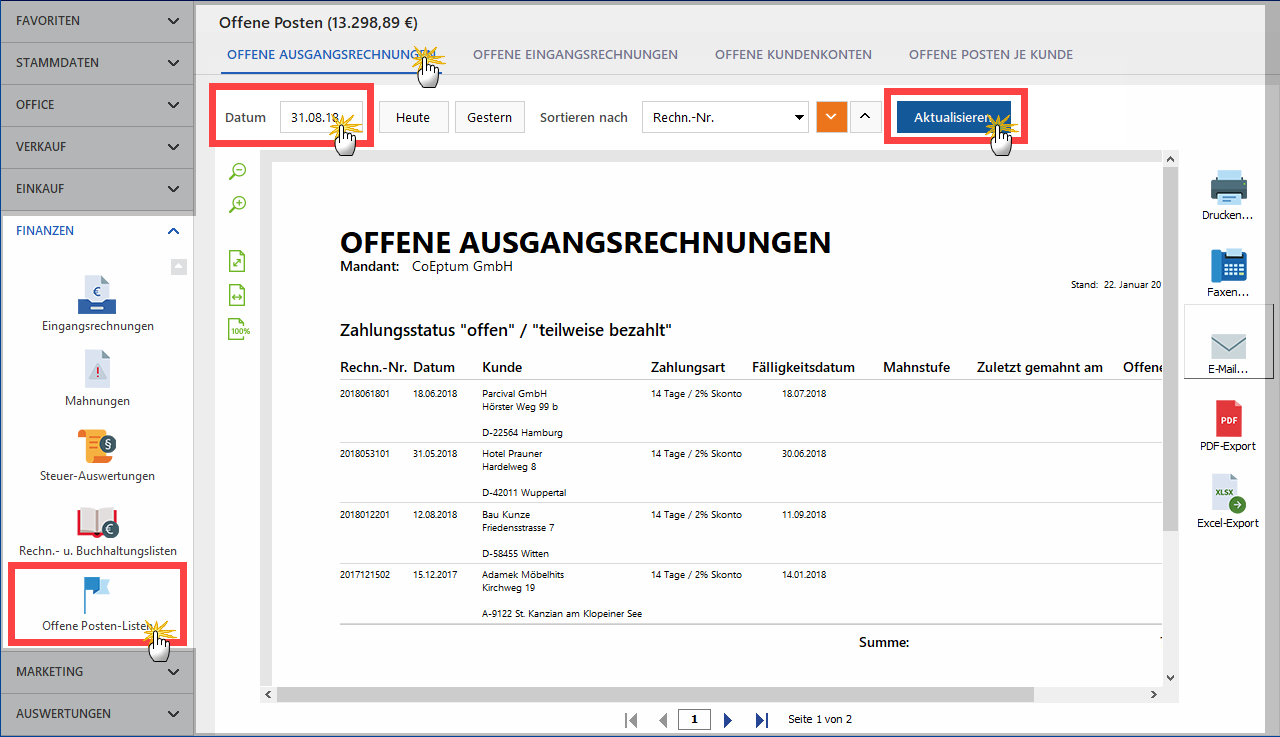 Offene Posten Datum