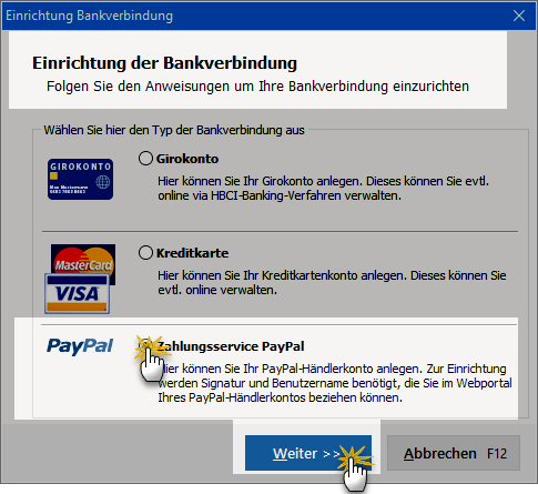 Einrichtung-Bankverbindung