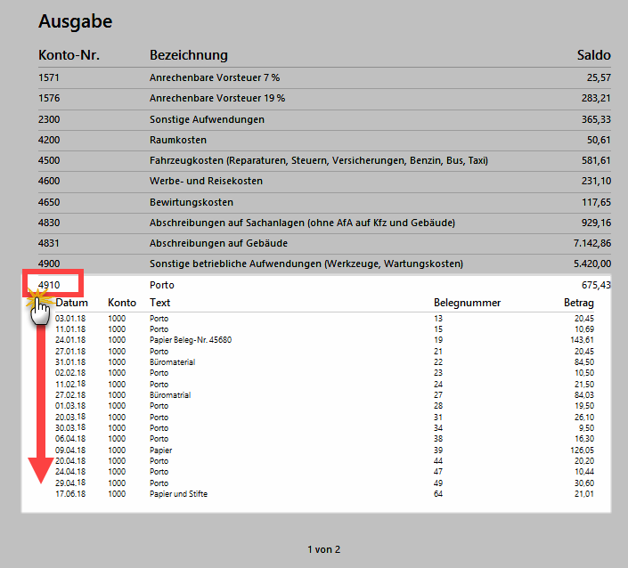 Summen- und Saldenlisten anzeigen