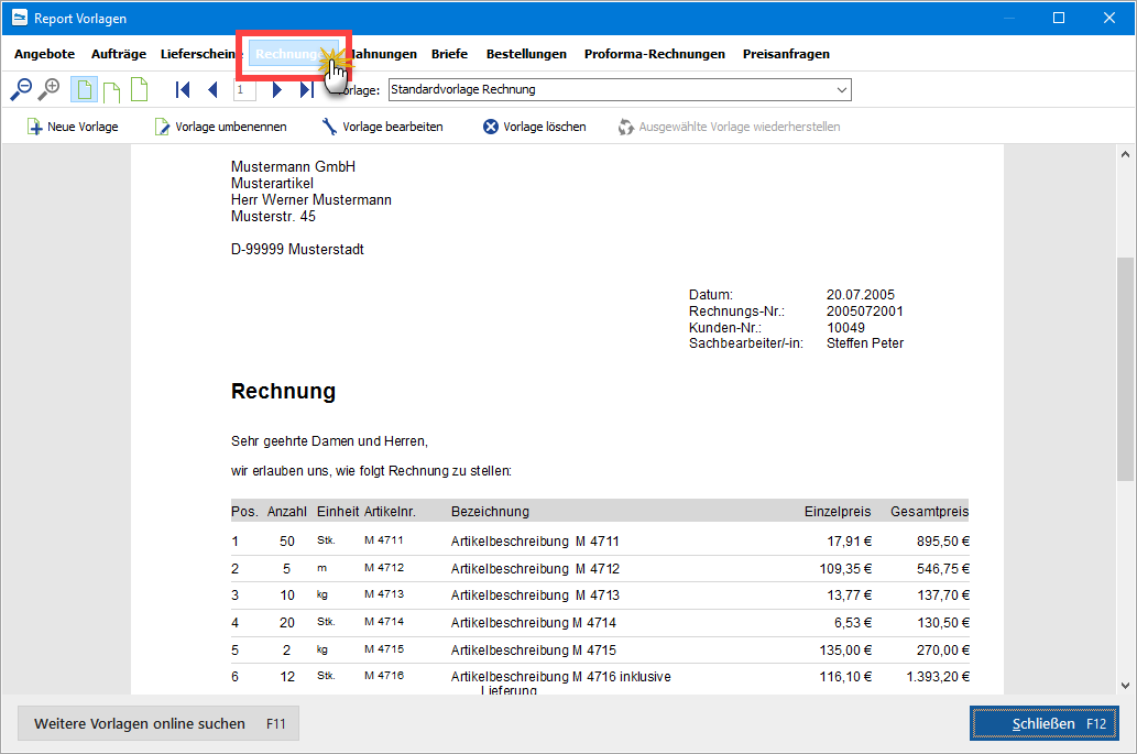 Report-Vorlagen