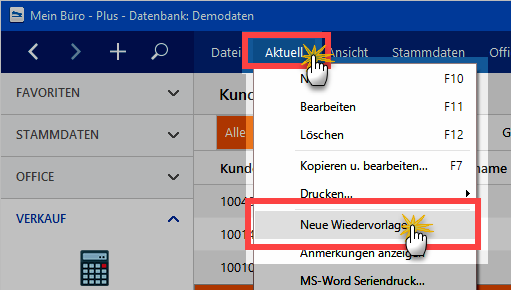 Neue Wiedervorlage anlegen