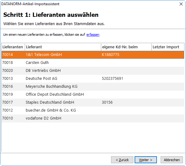 Komfortabel Artikeldaten importieren mit MeinBüro und dem Modul Handwerk