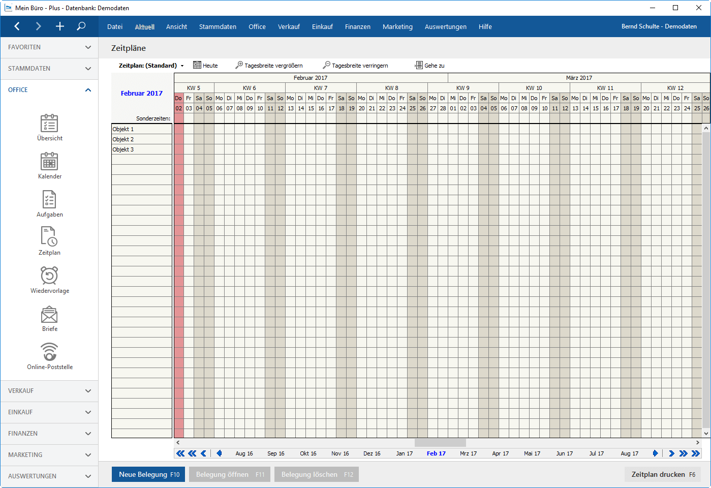 planen Planer Datenbank Demo