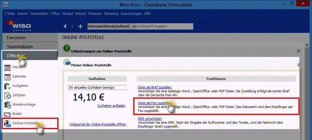 online-poststelle per fax WISO MeinBüro 