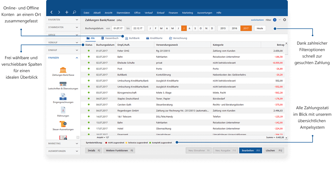 Banking und Zahlungen verwalten in der Bürosoftware MeinBüro