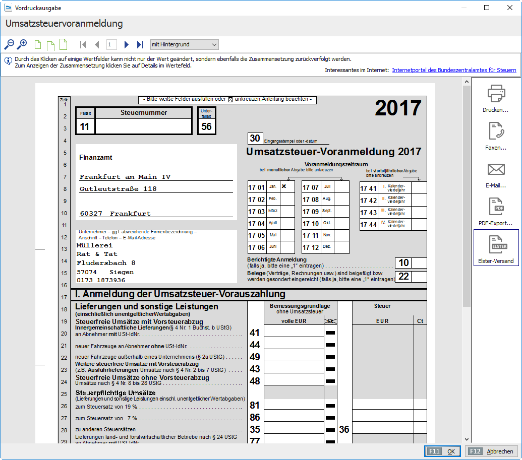 Schnittstelle zum Finanzamt mit MeinBüro und dem Modul Steuer