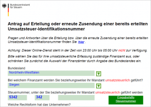 Antrag auf Erteilung der Umsatzsteuer-ID