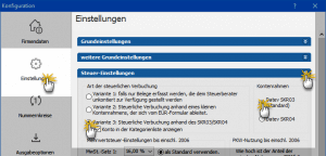 Einstellung Art der steuerlichen verbuchung