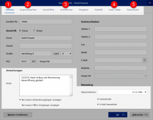 Stammdaten und Kunden Register