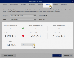 Stammdaten Kunden Statistik MeinBüro