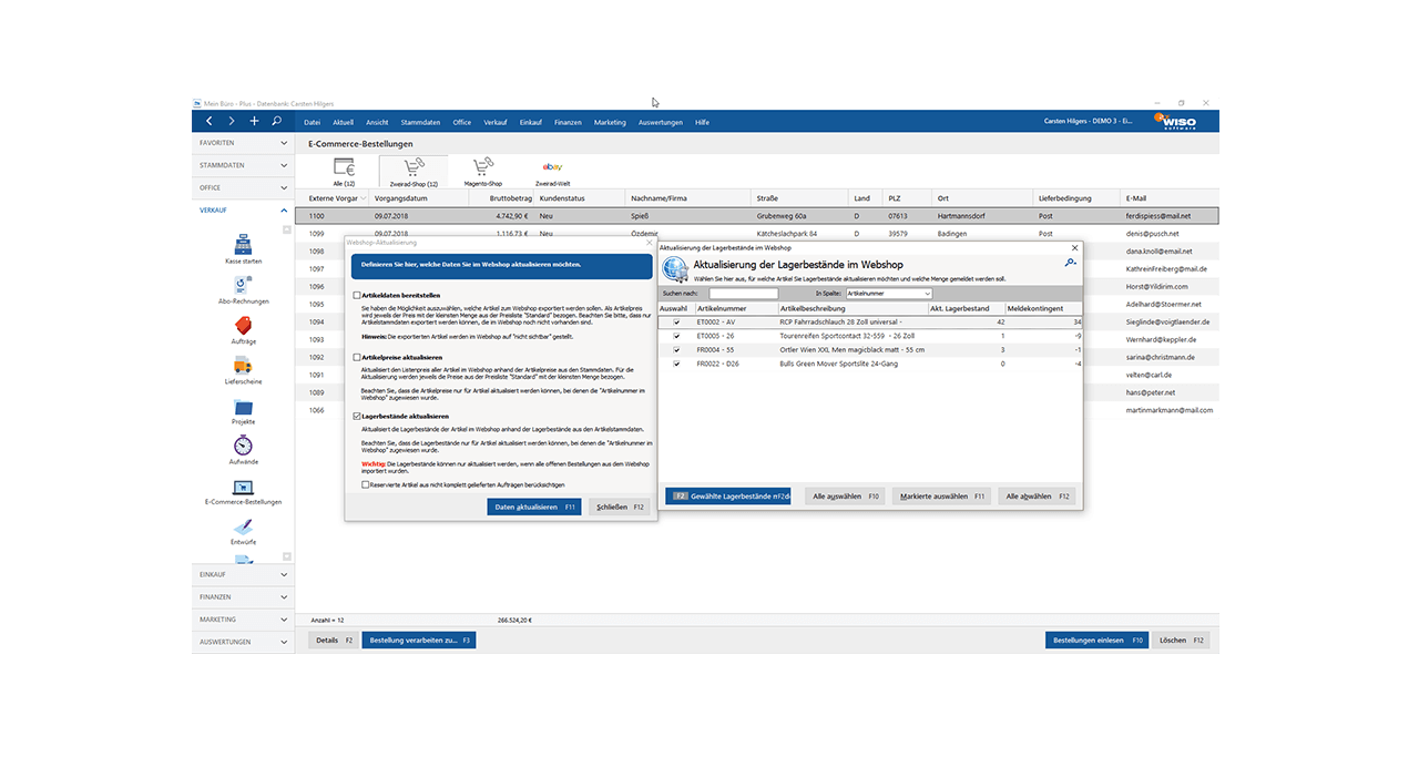 MeinBüro - Onlineshop Schnittstelle - Bürosoftware