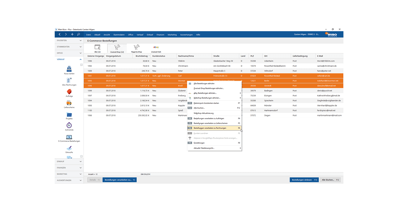 Modul Webselling - MeinBüro - Slider