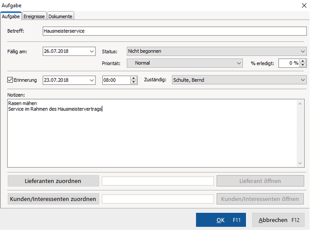 Modul Verträge MeinBüro