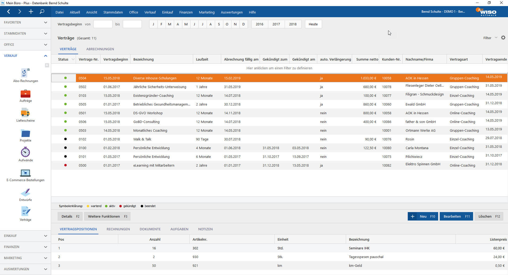 Vertragsmanagement ✔ Vertragsverwaltung ✔ Bürosoftware MeinBüro ✔