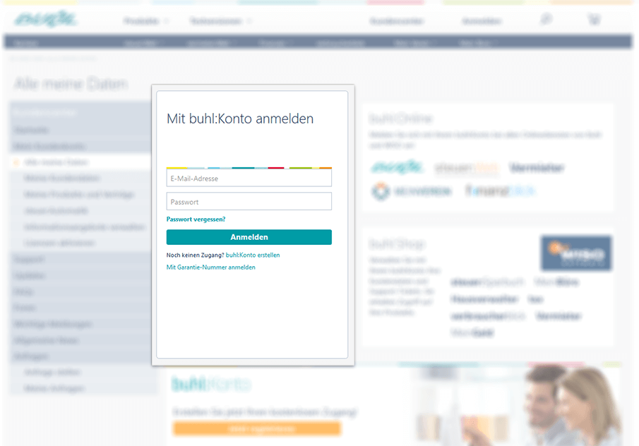 Anmeldung im buhl:Konto