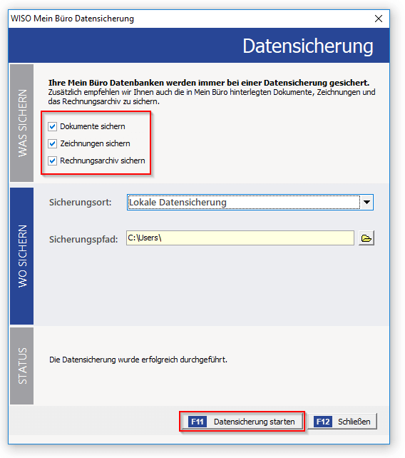 MeinBüro-Daten exportieren