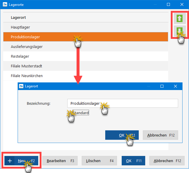Lagerorte in MeinBüro