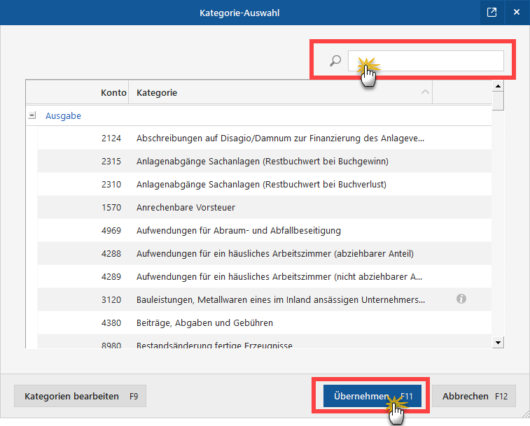 Kategorien-Auswahl eingrenzen