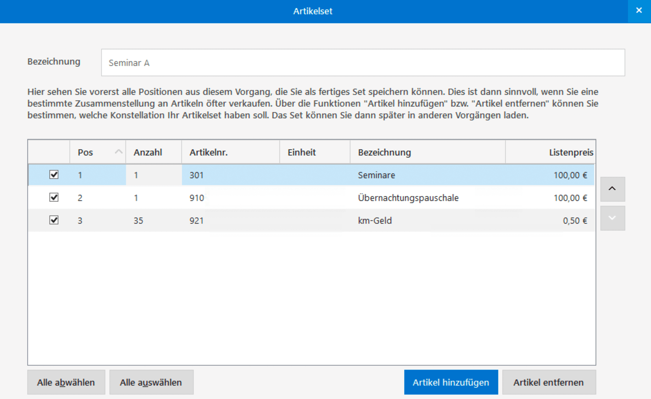 Artikelsets zusammenstellen - Mit MeinBüro und dem Modul Artikel+