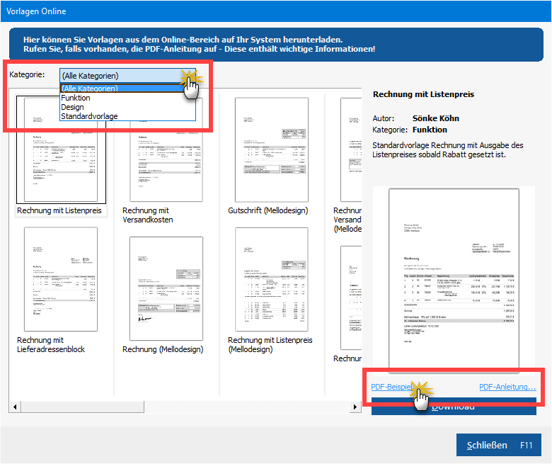 Online-Vorlagen