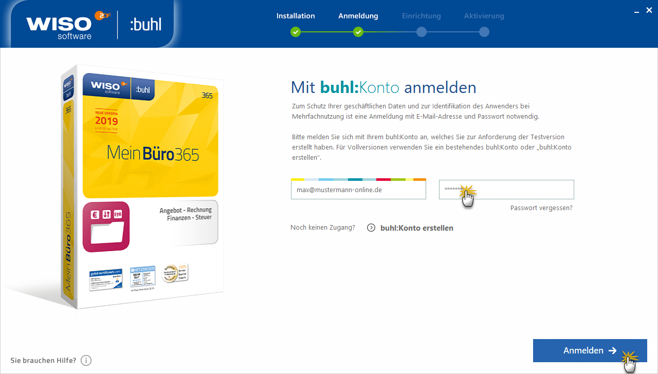 Anmeldung mit Buhl-Konto