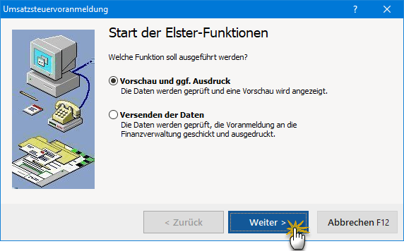 Start der Elster-Funktionen