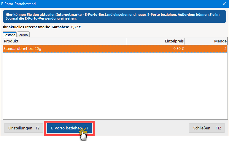 E-Porto beziehen