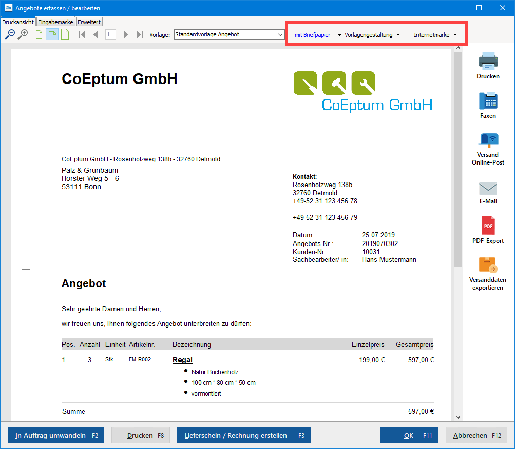 Die Komfortable Druckansicht