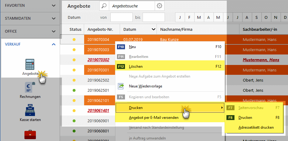 Stapelverarbeitung der Auftragsbestätigung